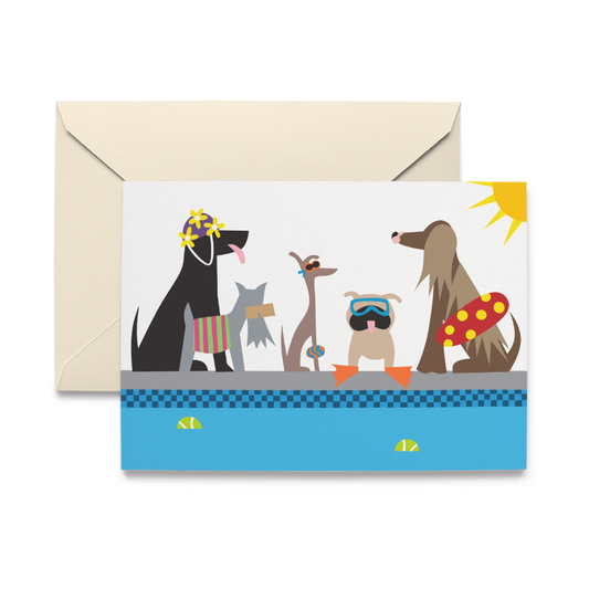 Doggie Swim Party, Single Note Card