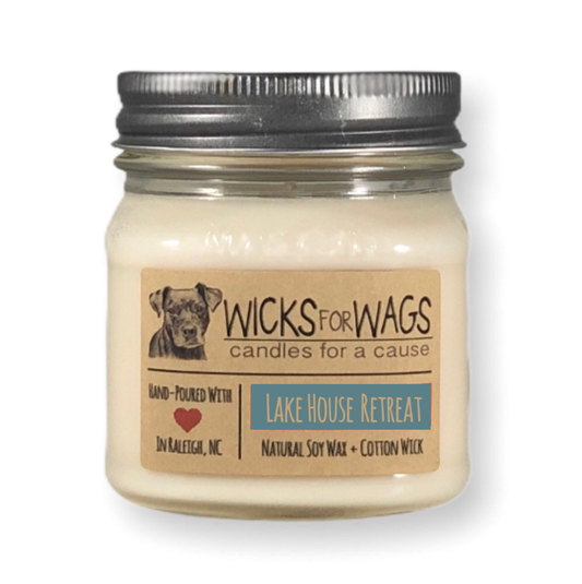 Lake House Retreat | 8 oz Candle | Wicks for Wags Soy Candle