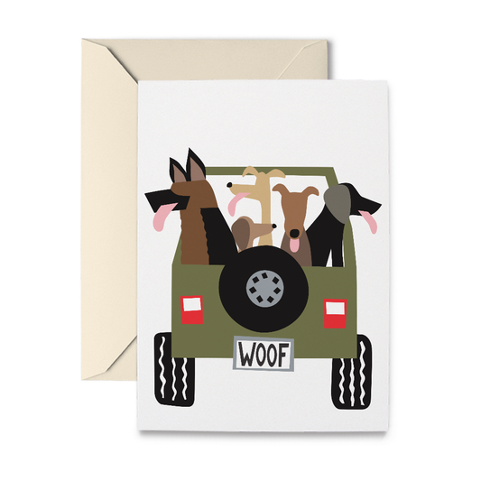 Jeep Dogs Single Note Card