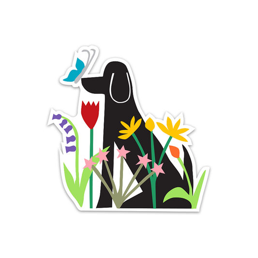 Dog in Garden Sticker