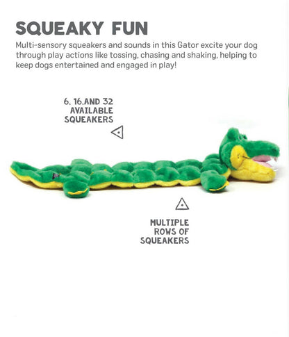 Outward Hound Squeaker Matz Gator Plush Dog Toy Green Small