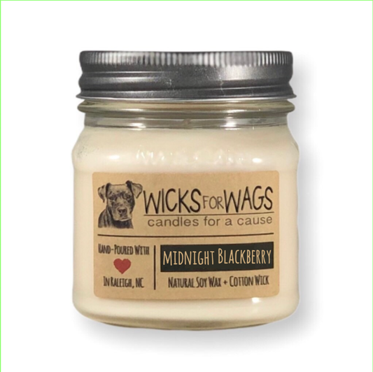 Midnight Blackberry | 8 oz Candle | Wicks for Wags Candle