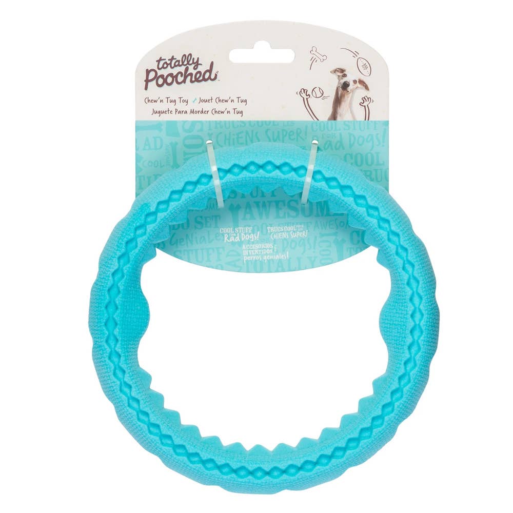 Totally Pooched Chew n' Tug Ring, Foam Rubber, 6.5", Teal