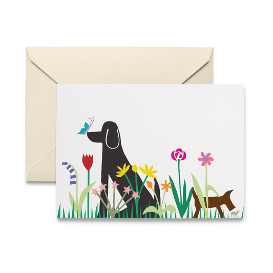 Dogs in Garden Single Card