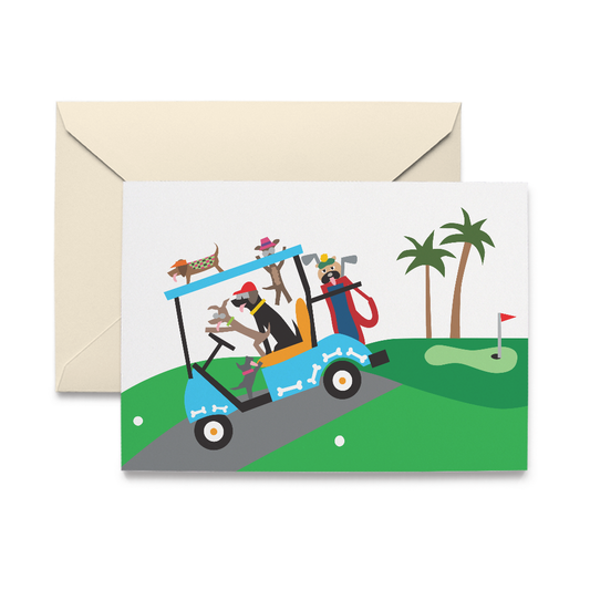 Doggie Golfers Single Note Card