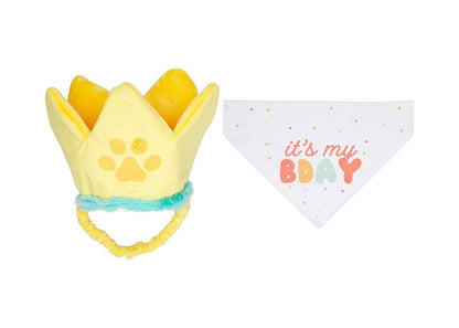 Pearhead Happy Barkday Pet Bandana Hat Set Medium/Large 2pc